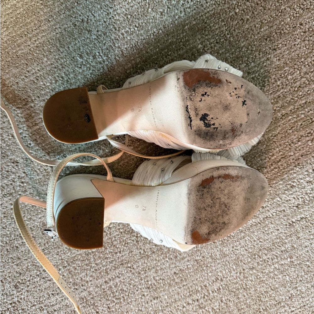 Loeffler Randall Ivory Tulle Knotted Slide Heels with Crystal Accents - Picture 4 of 4